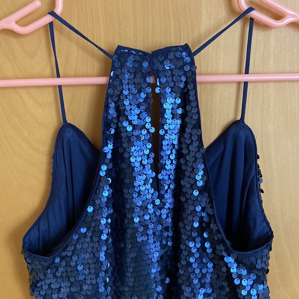 Express Navy Sequin Mini Dress - image 5